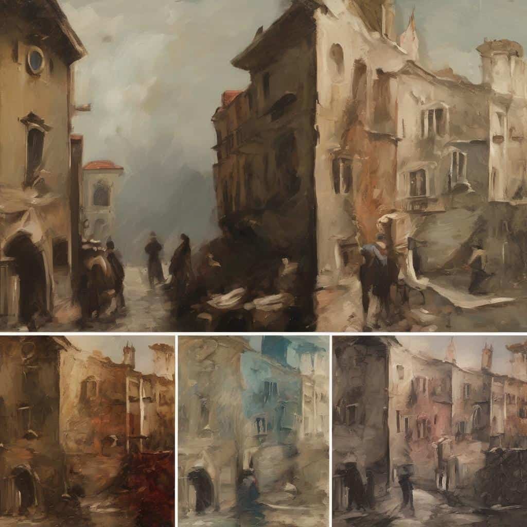 Παραδοσιακός πίνακας με αστικές σκηνές, χρώματα και συναισθήματα, που αποκαλύπτουν το συμβολισμό του χρώματος στην τέχνη.